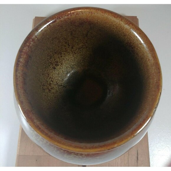 Partylite Brown & Gold Speckled Ceramic Vase Or Candle Holder Vintage - Picture 4 of 9